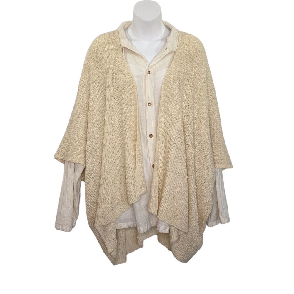 Urban Outfitters Sweater Womens OneSize Cream Knit Open Front Waterfall Cardigan